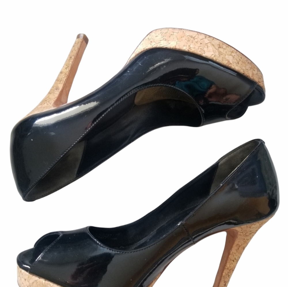 Cole Haan Nike Air Black Open Toe Pumps size 6 B